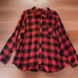 Torrid Taylor Brushed Flannel  Button Up Tunic Buffalo Check Plaid Boho 3X NWT